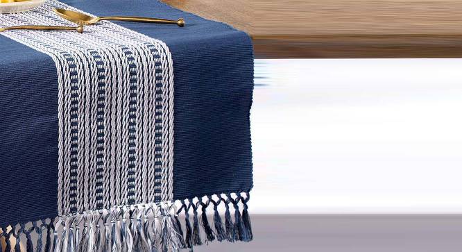 Yehuda Blue Solid Cotton 73.2 x 14 inches Table Runner (Blue) by Urban Ladder - Cross View Design 1 - 531091