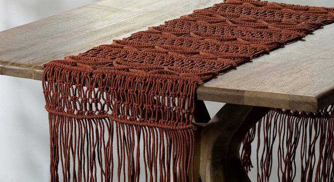 Dilan Brown Solid Cotton 65 x 13.8 inches Table Runner (Brown) by Urban Ladder - Cross View Design 1 - 531094