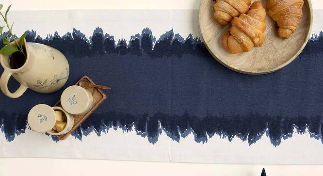 Bryce Blue Solid Cotton 71.7 x 14 inches Table Runner (Blue) by Urban Ladder - Cross View Design 1 - 531096