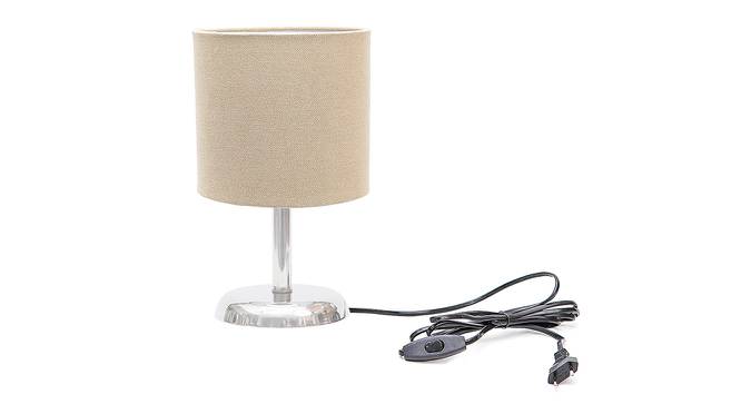 Ginetta Grey Cotton Shade Table Lamp With Nickel Metal Base (Nickel & Grey) by Urban Ladder - Front View Design 1 - 531302