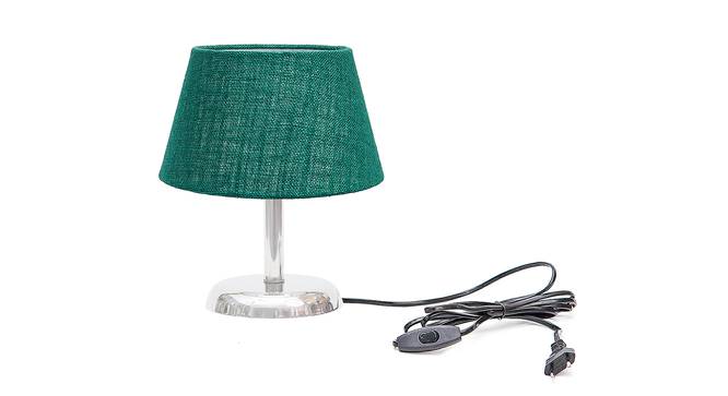 Ortensia Dark Green Jute Shade Table Lamp With Nickel Metal Base (Nickel & Dark Green) by Urban Ladder - Front View Design 1 - 531303