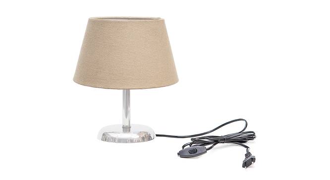 Ginnette Grey Cotton Shade Table Lamp With Nickel Metal Base (Nickel & Grey) by Urban Ladder - Front View Design 1 - 531306