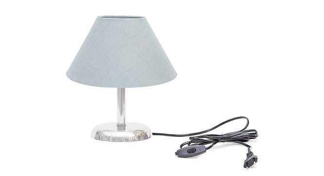 Primavera Grey Cotton Shade Table Lamp With Nickel Metal Base (Nickel & Grey) by Urban Ladder - Front View Design 1 - 531309