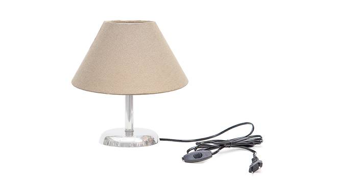 Bravo Grey Cotton Shade Table Lamp With Nickel Metal Base (Nickel & Grey) by Urban Ladder - Front View Design 1 - 531310