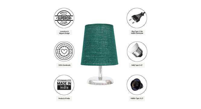 Kajetan Dark Green Jute Shade Table Lamp With Nickel Metal Base (Nickel & Dark Green) by Urban Ladder - Cross View Design 1 - 531328