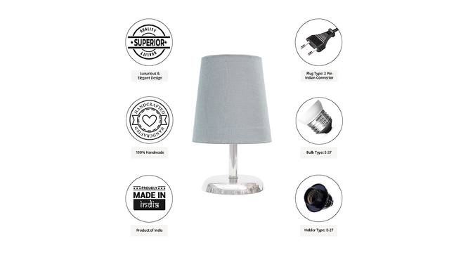 Gaetan Grey Cotton Shade Table Lamp With Nickel Metal Base (Nickel & Grey) by Urban Ladder - Cross View Design 1 - 531330