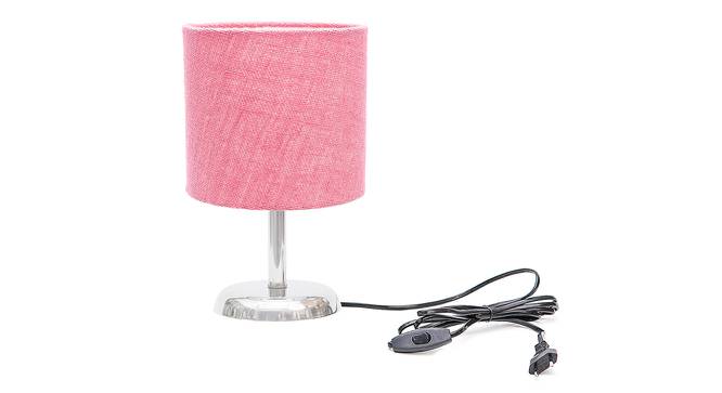 Alberico Pink Jute Shade Table Lamp With Nickel Metal Base (Nickel & Pink) by Urban Ladder - Front View Design 1 - 531372