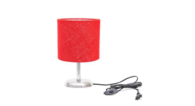 Carlotta Red Jute Shade Table Lamp With Nickel Metal Base (Nickel & Red) by Urban Ladder - Front View Design 1 - 531373