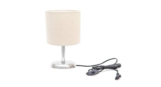 Belenda Off White Cotton Shade Table Lamp With Nickel Metal Base (Nickel & Off White) by Urban Ladder - Front View Design 1 - 531376