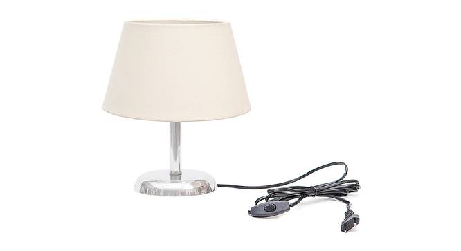 Dahnya Off White Cotton Shade Table Lamp With Nickel Metal Base (Nickel & Off White) by Urban Ladder - Front View Design 1 - 531382