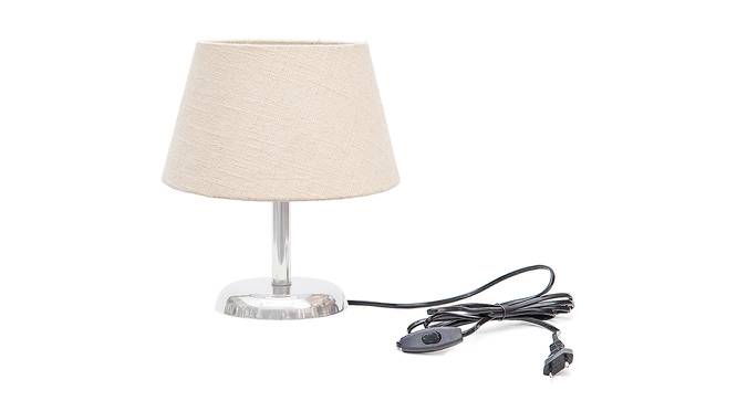 Capricia Off White Cotton Shade Table Lamp With Nickel Metal Base (Nickel & Off White) by Urban Ladder - Front View Design 1 - 531383