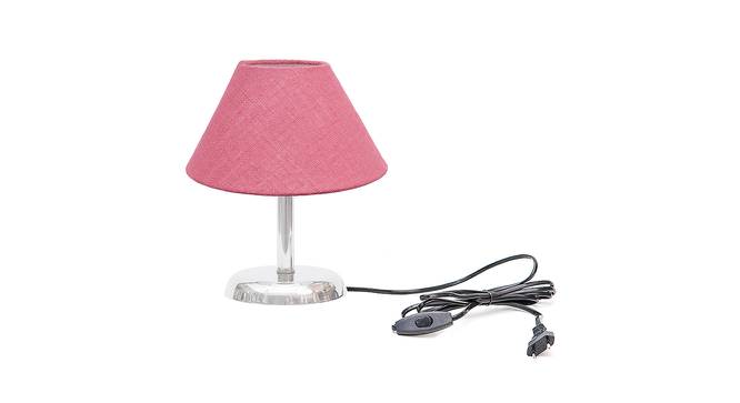 Loreta Pink Jute Shade Table Lamp With Nickel Metal Base (Nickel & Pink) by Urban Ladder - Front View Design 1 - 531385
