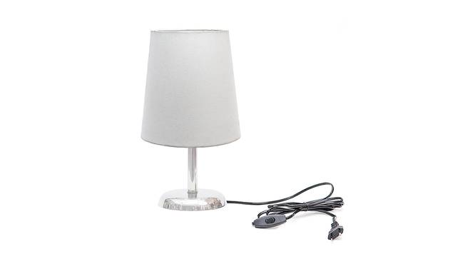 Gracian White Cotton Shade Table Lamp With Nickel Metal Base (Nickel & White) by Urban Ladder - Front View Design 1 - 531393