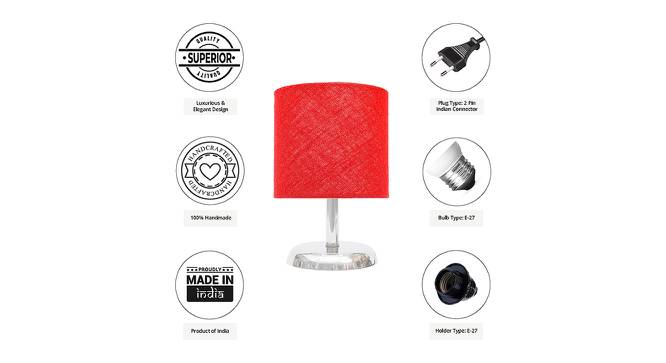 Carlotta Red Jute Shade Table Lamp With Nickel Metal Base (Nickel & Red) by Urban Ladder - Cross View Design 1 - 531397