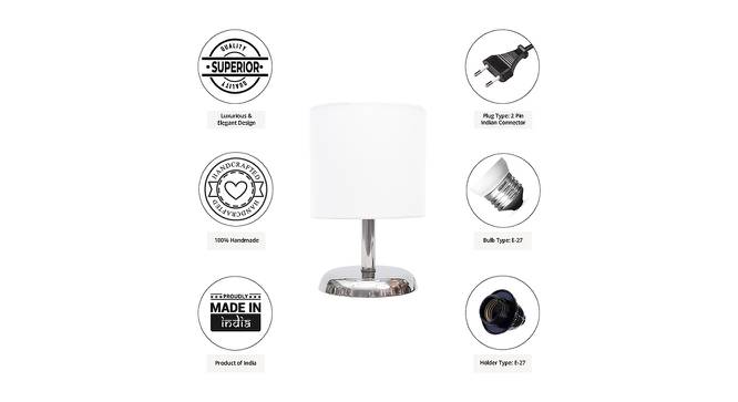Gilimo White Cotton Shade Table Lamp With Nickel Metal Base (Nickel & White) by Urban Ladder - Cross View Design 1 - 531398