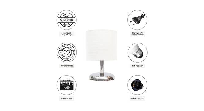 Filomena White Cotton Shade Table Lamp With Nickel Metal Base (Nickel & White) by Urban Ladder - Cross View Design 1 - 531399