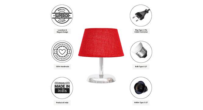 Izola Red Jute Shade Table Lamp With Nickel Metal Base (Nickel & Red) by Urban Ladder - Cross View Design 1 - 531403