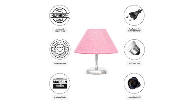 Loreta Pink Jute Shade Table Lamp With Nickel Metal Base (Nickel & Pink) by Urban Ladder - Cross View Design 1 - 531409