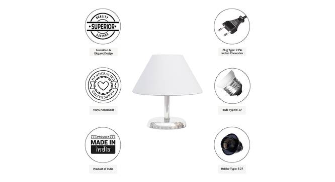 Donnella White Cotton Shade Table Lamp With Nickel Metal Base (Nickel & White) by Urban Ladder - Cross View Design 1 - 531410