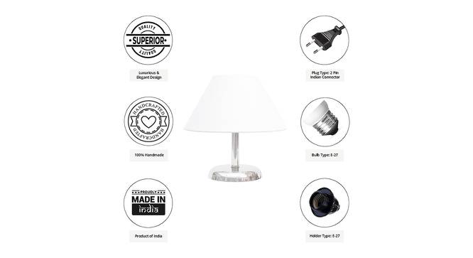 Graciano White Cotton Shade Table Lamp With Nickel Metal Base (Nickel & White) by Urban Ladder - Cross View Design 1 - 531411