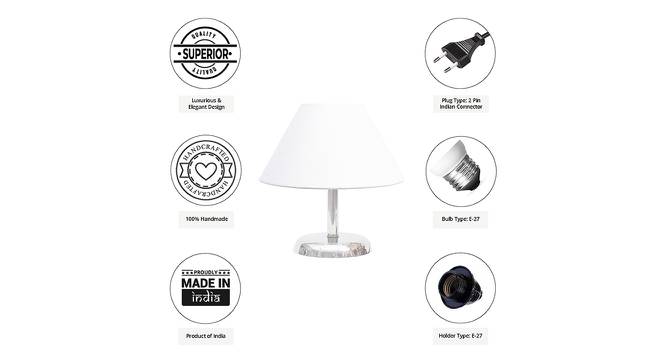 Dahna White Cotton Shade Table Lamp With Nickel Metal Base (Nickel & White) by Urban Ladder - Cross View Design 1 - 531414