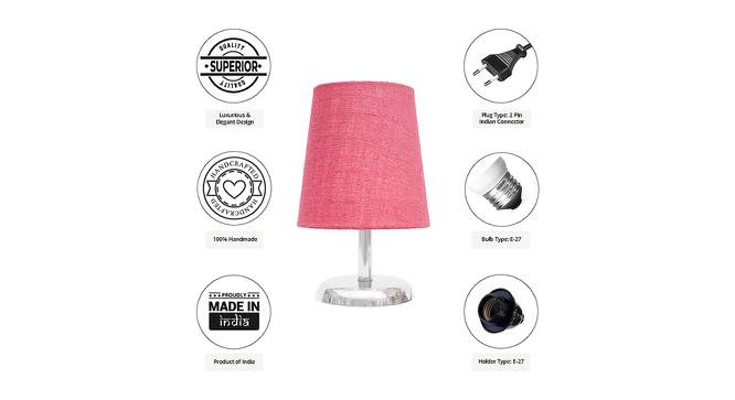 Beyonca Pink Jute Shade Table Lamp With Nickel Metal Base (Nickel & Pink) by Urban Ladder - Cross View Design 1 - 531415