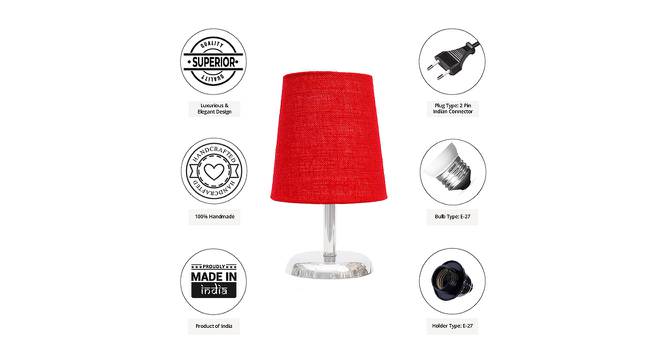 Carabelle Red Jute Shade Table Lamp With Nickel Metal Base (Nickel & Red) by Urban Ladder - Cross View Design 1 - 531416