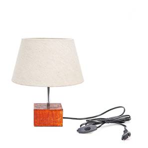 Lighting In Patna Design Boris Beige Linen Shade Table Lamp With Brown Mango Wood Base (Wooden & Beige)