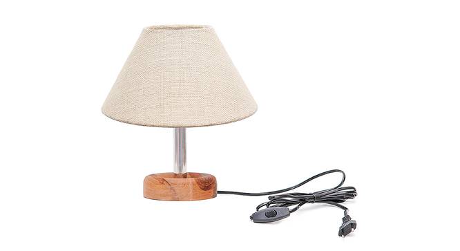 Cosmo Beige Jute Shade Table Lamp With Brown Mango Wood Base (Wooden & Beige) by Urban Ladder - Front View Design 1 - 531466