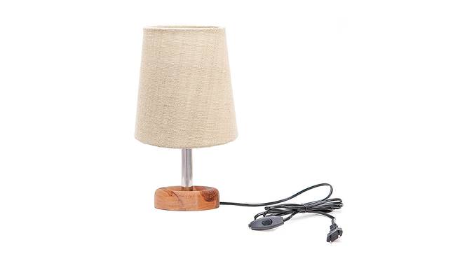 Carlota Beige Jute Shade Table Lamp With Brown Mango Wood Base (Wooden & Beige) by Urban Ladder - Front View Design 1 - 531468