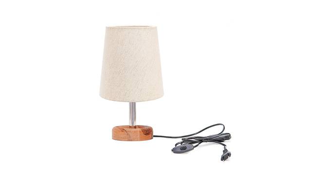 Rochelle Beige Linen Shade Table Lamp With Brown Mango Wood Base (Wooden & Beige) by Urban Ladder - Front View Design 1 - 531469