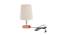 Arnald Beige Linen Shade Table Lamp With Brown Mango Wood Base (Wooden & Beige) by Urban Ladder - Front View Design 1 - 531470