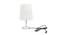 Arnaldo White Cotton Shade Table Lamp With Nickel Metal Base (Nickel & White) by Urban Ladder - Front View Design 1 - 531471