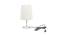 Enrica White Cotton Shade Table Lamp With Nickel Metal Base (Nickel & White) by Urban Ladder - Front View Design 1 - 531474