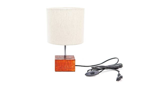 Spencer Beige Linen Shade Table Lamp With Brown Mango Wood Base (Wooden & Beige) by Urban Ladder - Front View Design 1 - 531476