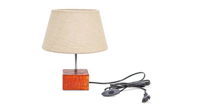 Wesley Beige Jute Shade Table Lamp With Brown Mango Wood Base (Wooden & Beige) by Urban Ladder - Front View Design 1 - 531478