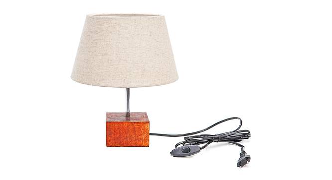 Klaus Beige Linen Shade Table Lamp With Brown Mango Wood Base (Wooden & Beige) by Urban Ladder - Front View Design 1 - 531480