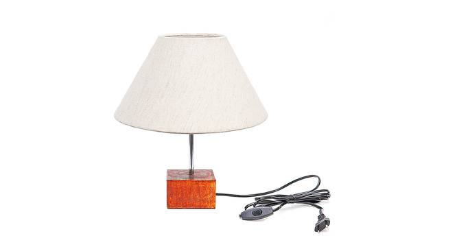Simpson Beige Linen Shade Table Lamp With Brown Mango Wood Base (Wooden & Beige) by Urban Ladder - Front View Design 1 - 531482