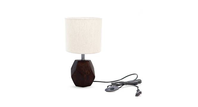 Mia Beige Linen Shade Table Lamp With Brown Mango Wood Base (brown & beige) by Urban Ladder - Front View Design 1 - 531487