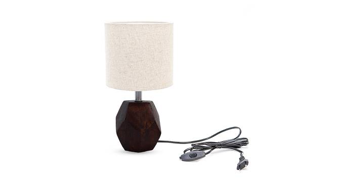 Kayden Beige Linen Shade Table Lamp With Brown Mango Wood Base (brown & beige) by Urban Ladder - Front View Design 1 - 531488