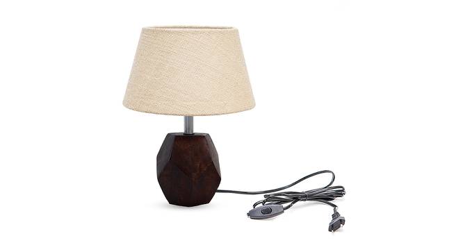 Luca Beige Jute Shade Table Lamp With Brown Mango Wood Base (brown & beige) by Urban Ladder - Front View Design 1 - 531489