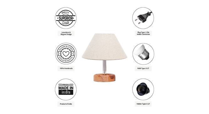 Bambina Beige Linen Shade Table Lamp With Brown Mango Wood Base (Wooden & Beige) by Urban Ladder - Cross View Design 1 - 531492