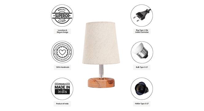 Rochelle Beige Linen Shade Table Lamp With Brown Mango Wood Base (Wooden & Beige) by Urban Ladder - Cross View Design 1 - 531494