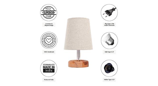Arnald Beige Linen Shade Table Lamp With Brown Mango Wood Base (Wooden & Beige) by Urban Ladder - Cross View Design 1 - 531495