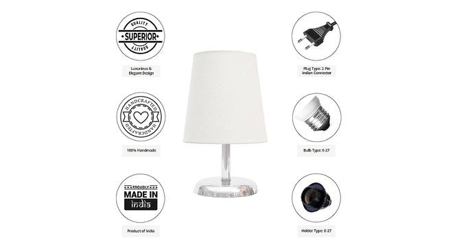 Enrica White Cotton Shade Table Lamp With Nickel Metal Base (Nickel & White) by Urban Ladder - Cross View Design 1 - 531499