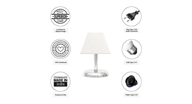Ciriaco White Cotton Shade Table Lamp With Nickel Metal Base (Nickel & White) by Urban Ladder - Cross View Design 1 - 531500