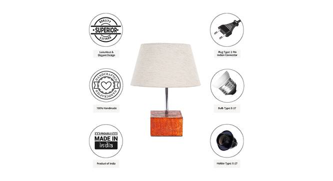 Boris Beige Linen Shade Table Lamp With Brown Mango Wood Base (Wooden & Beige) by Urban Ladder - Cross View Design 1 - 531504