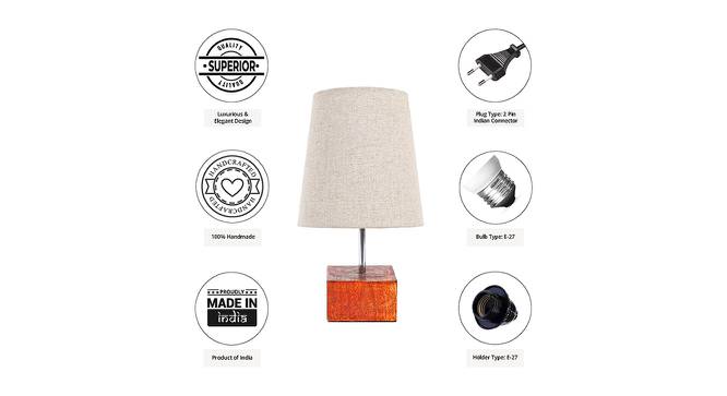Iero Beige Linen Shade Table Lamp With Brown Mango Wood Base (Wooden & Beige) by Urban Ladder - Cross View Design 1 - 531510