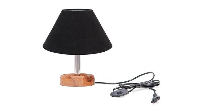 Calogera Black Cotton Shade Table Lamp With Brown Mango Wood Base (Wooden & Black) by Urban Ladder - Front View Design 1 - 531565