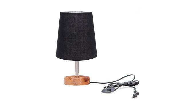 Michelangelo Black Cotton Shade Table Lamp With Brown Mango Wood Base (Wooden & Black) by Urban Ladder - Front View Design 1 - 531567